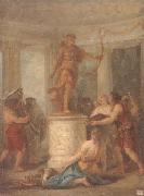 unknow artist Interior of a classical temple,with hunters making an offering to a statue of diana oil painting artist